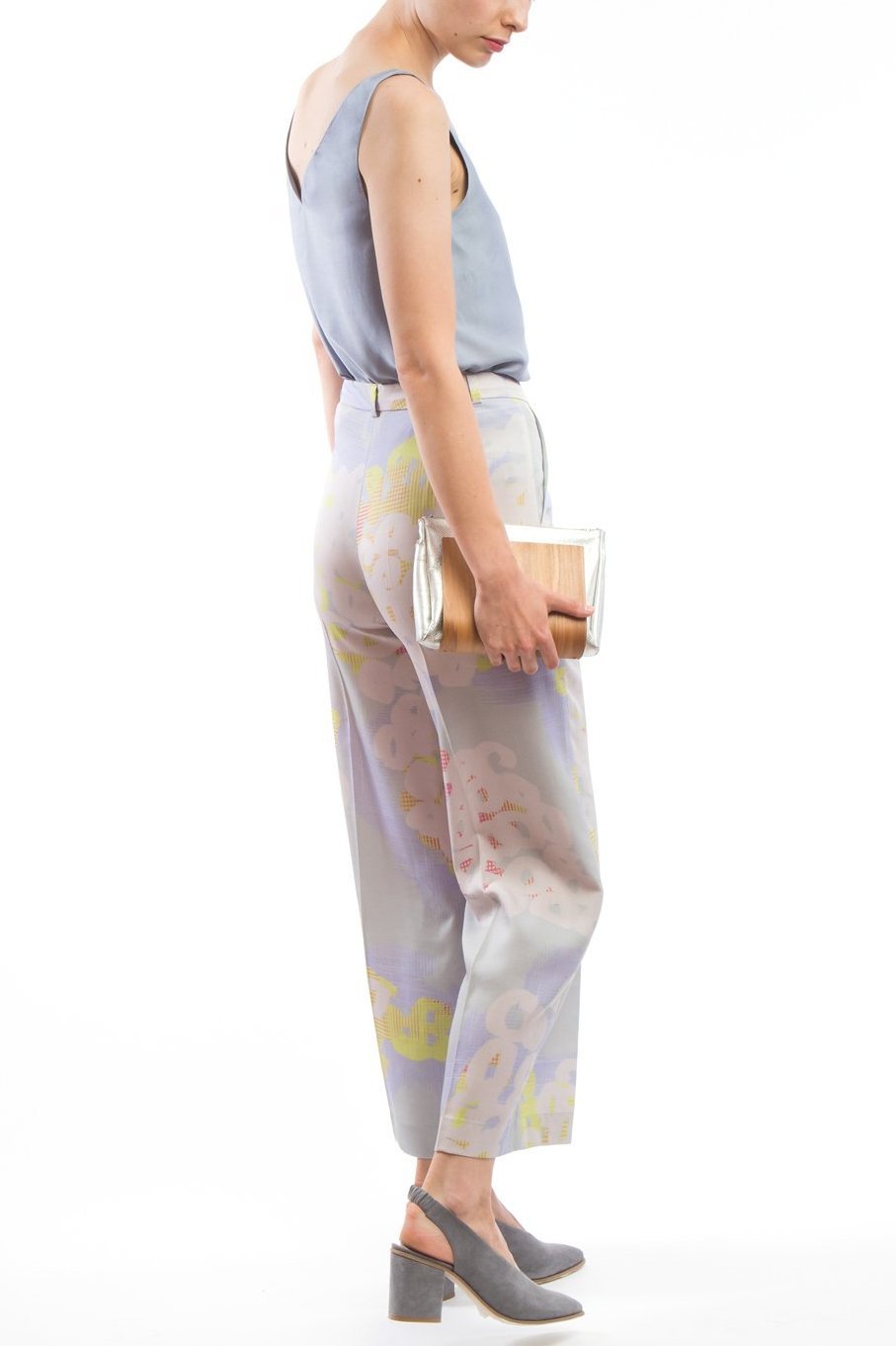 Wide Pants Grey Print