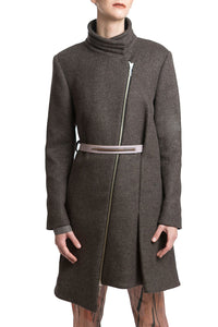 asymmetric wool coat grey