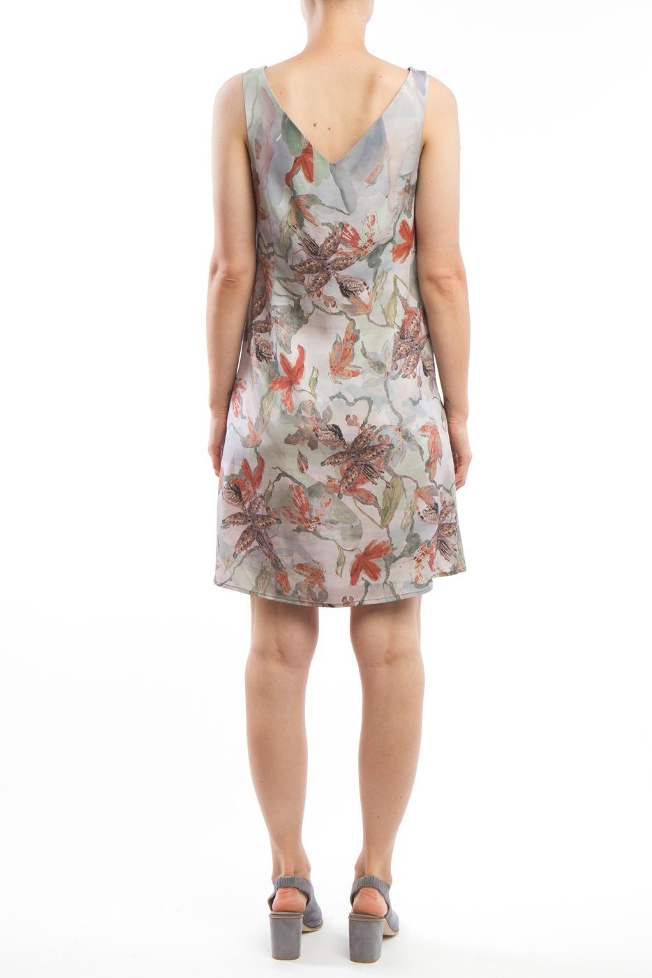 V-neck Dress Flower Red
