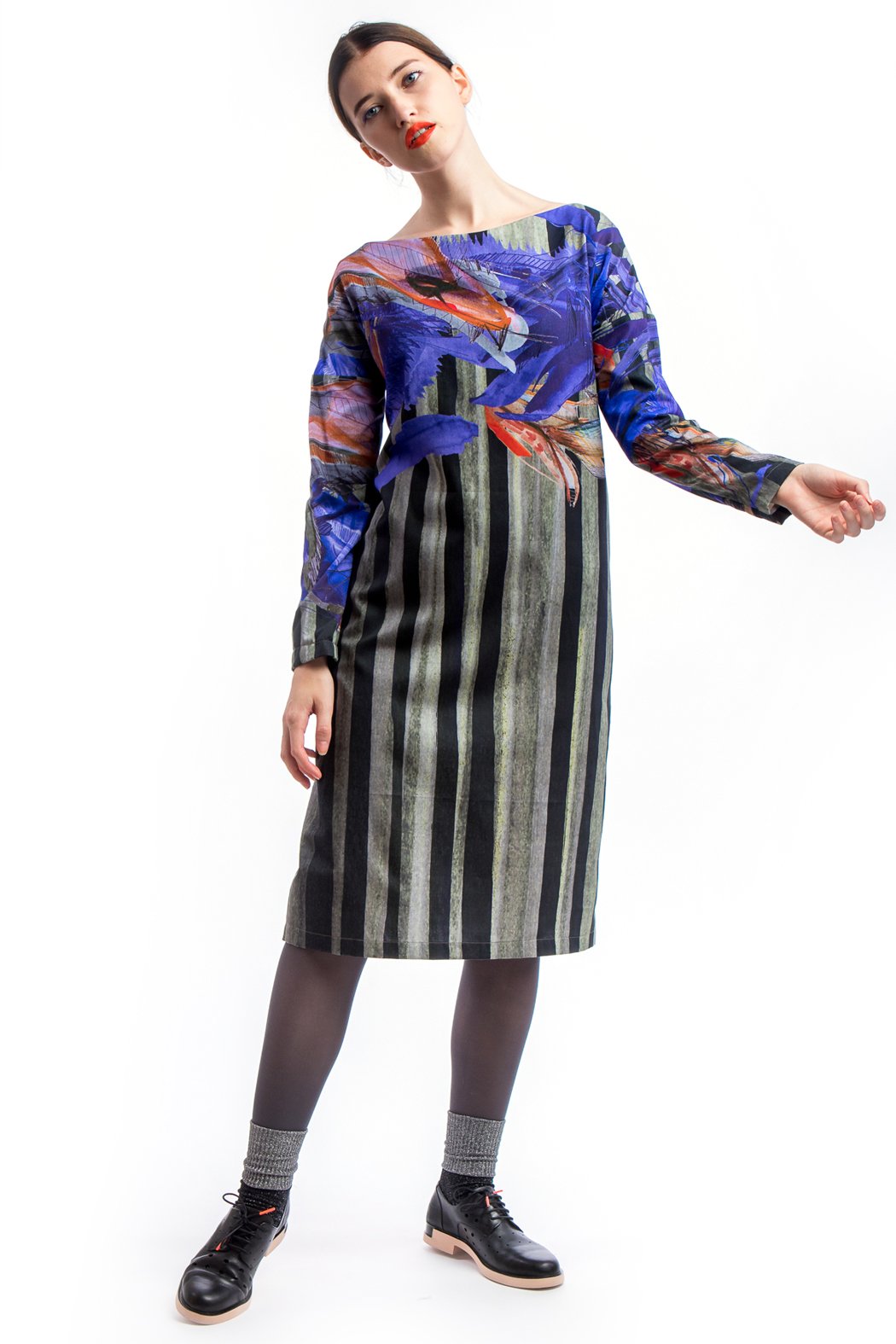 Loose Dress Dark Print