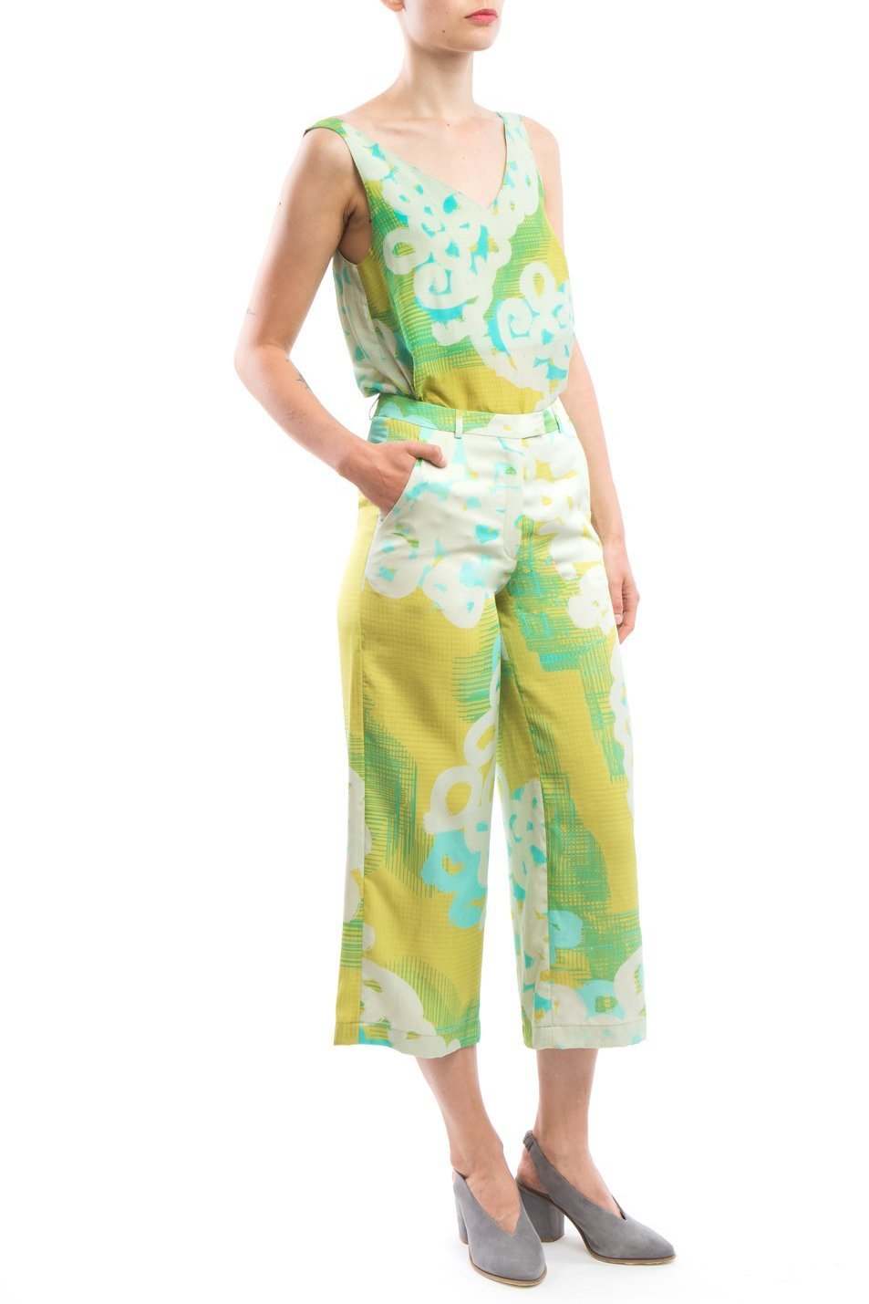 V-neck Print Yellow