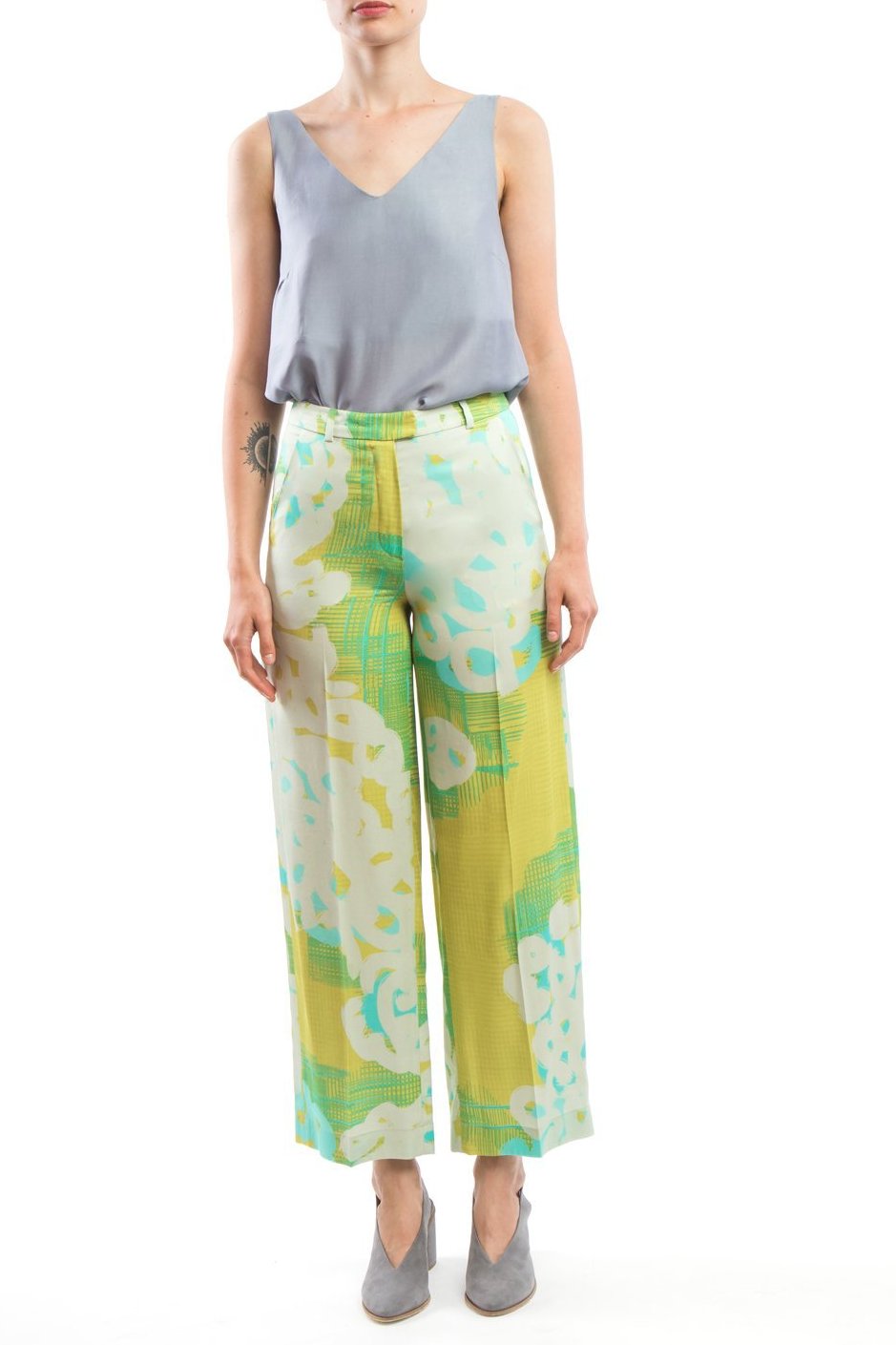 Wide Pants Yellow Print