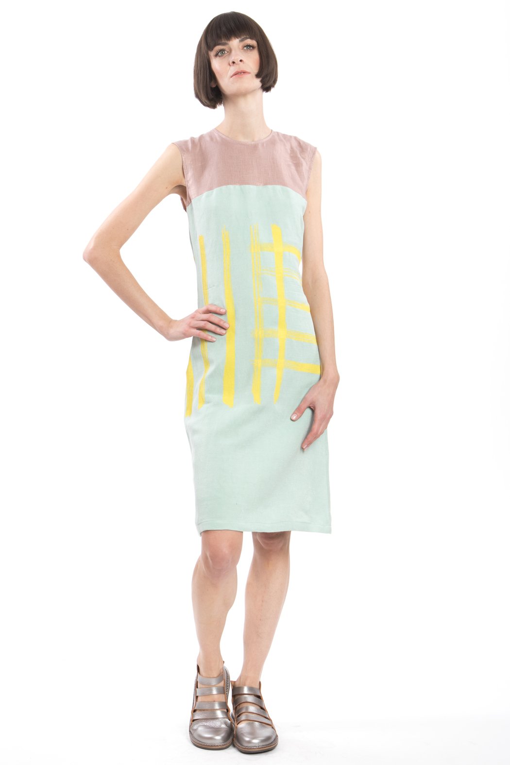 Shift Dress Yellow-Print