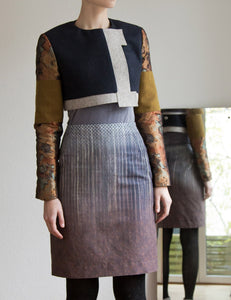 Pencil skirt in grey/brown