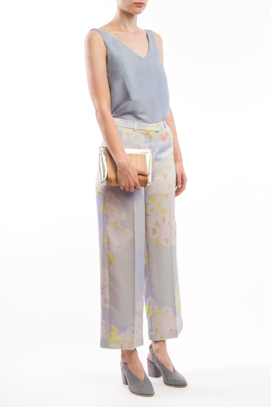 Wide Pants Grey Print