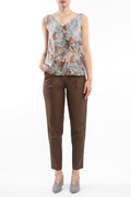 V-neck Top Flowers Red