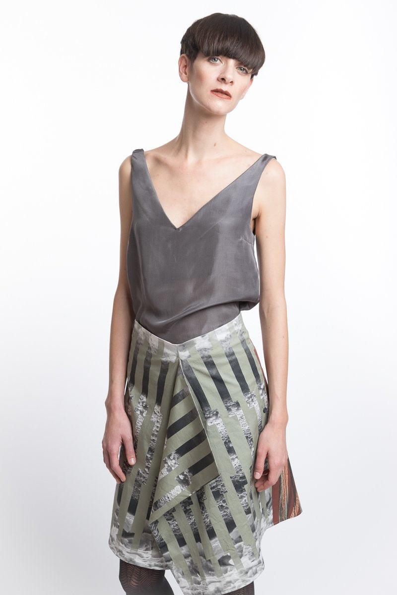 V-neck Grey Silk