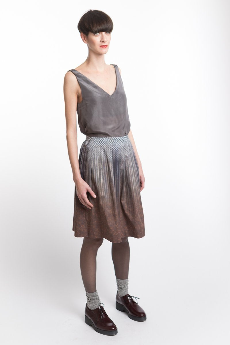 V-neck Grey Silk