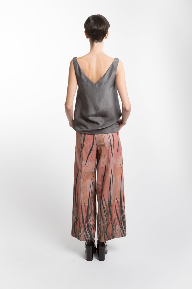 V-neck Grey Silk