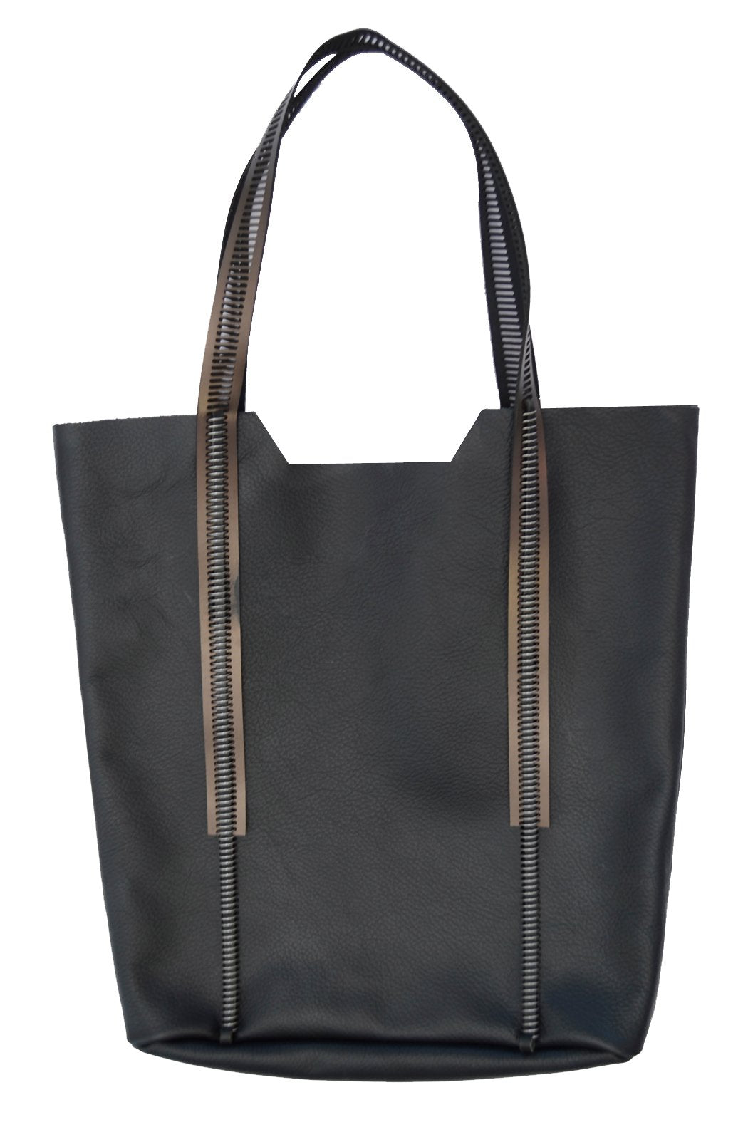 Leather-Shopper Black-Bronze