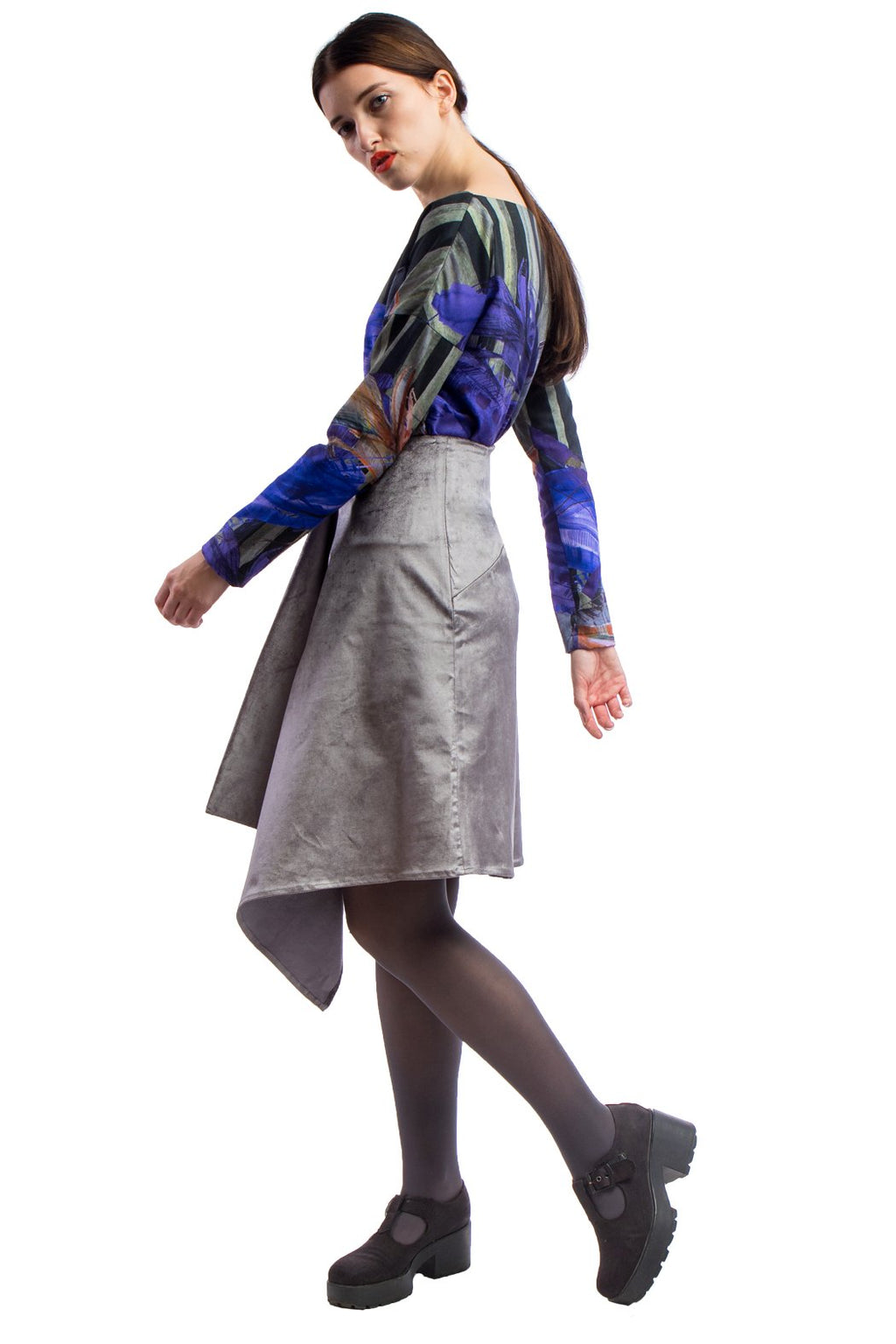 Silver Velvet Skirt