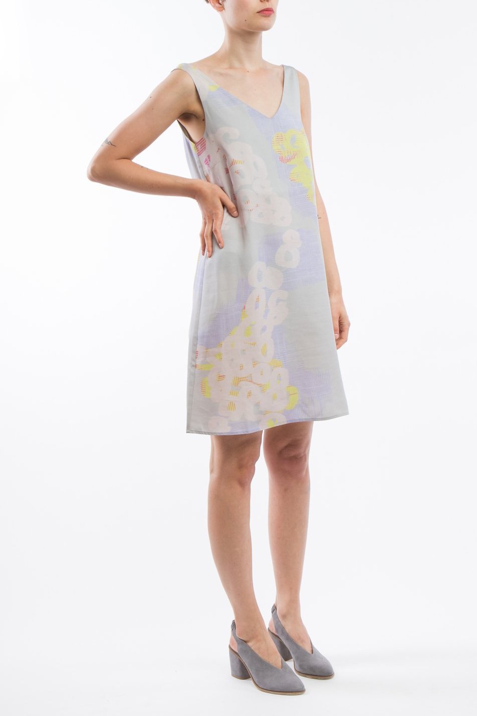 V-neck Dress Grey