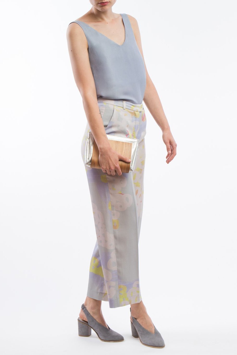 Wide Pants Grey Print