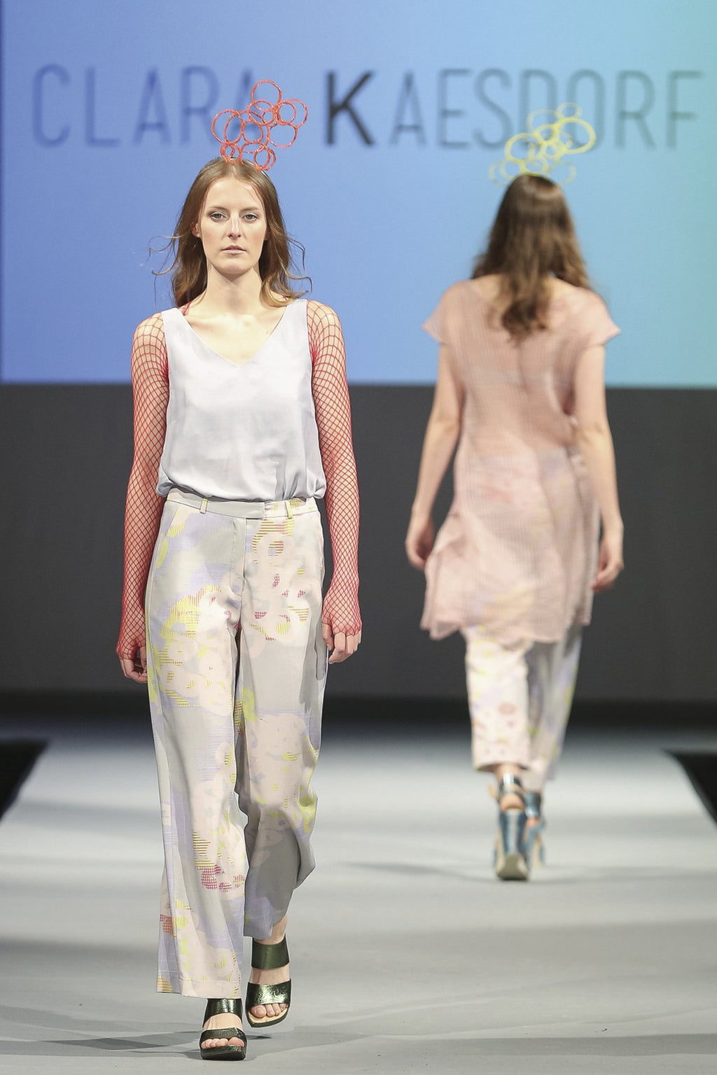 Wide Pants Grey Print