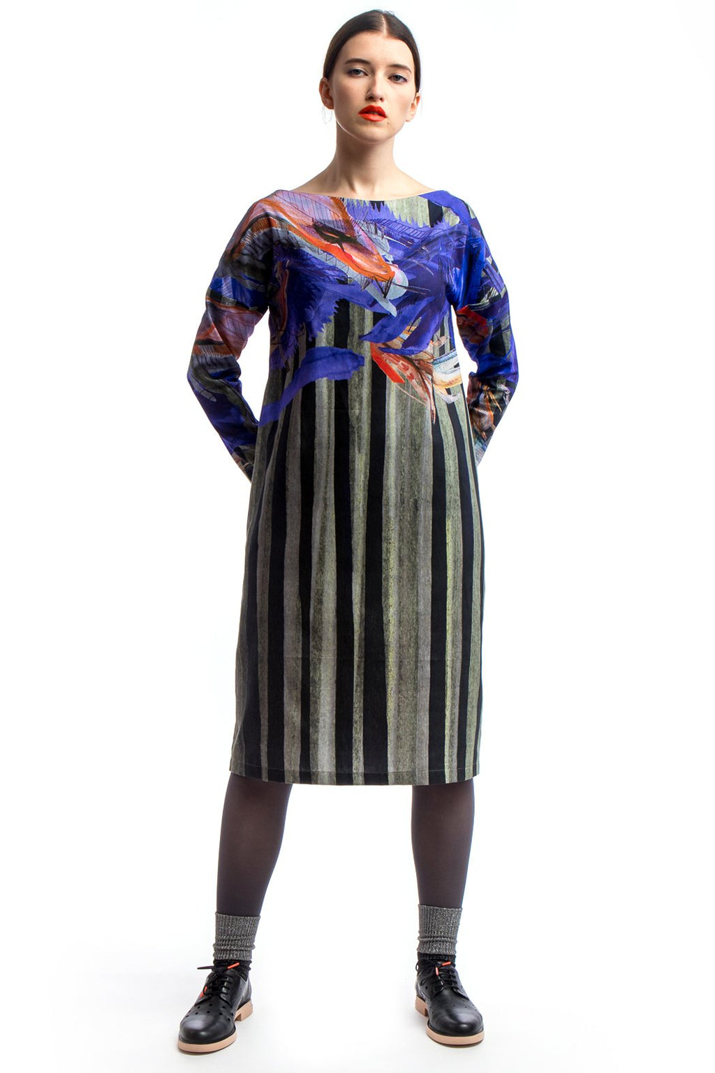 Loose Dress Dark Print