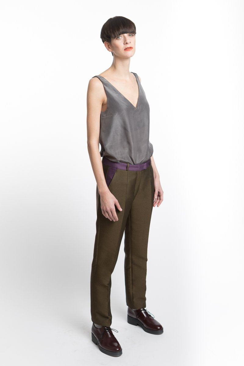 V-neck Grey Silk