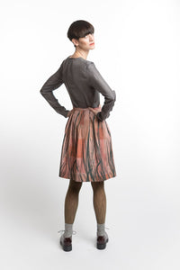 Pleated Skirt Feather Print