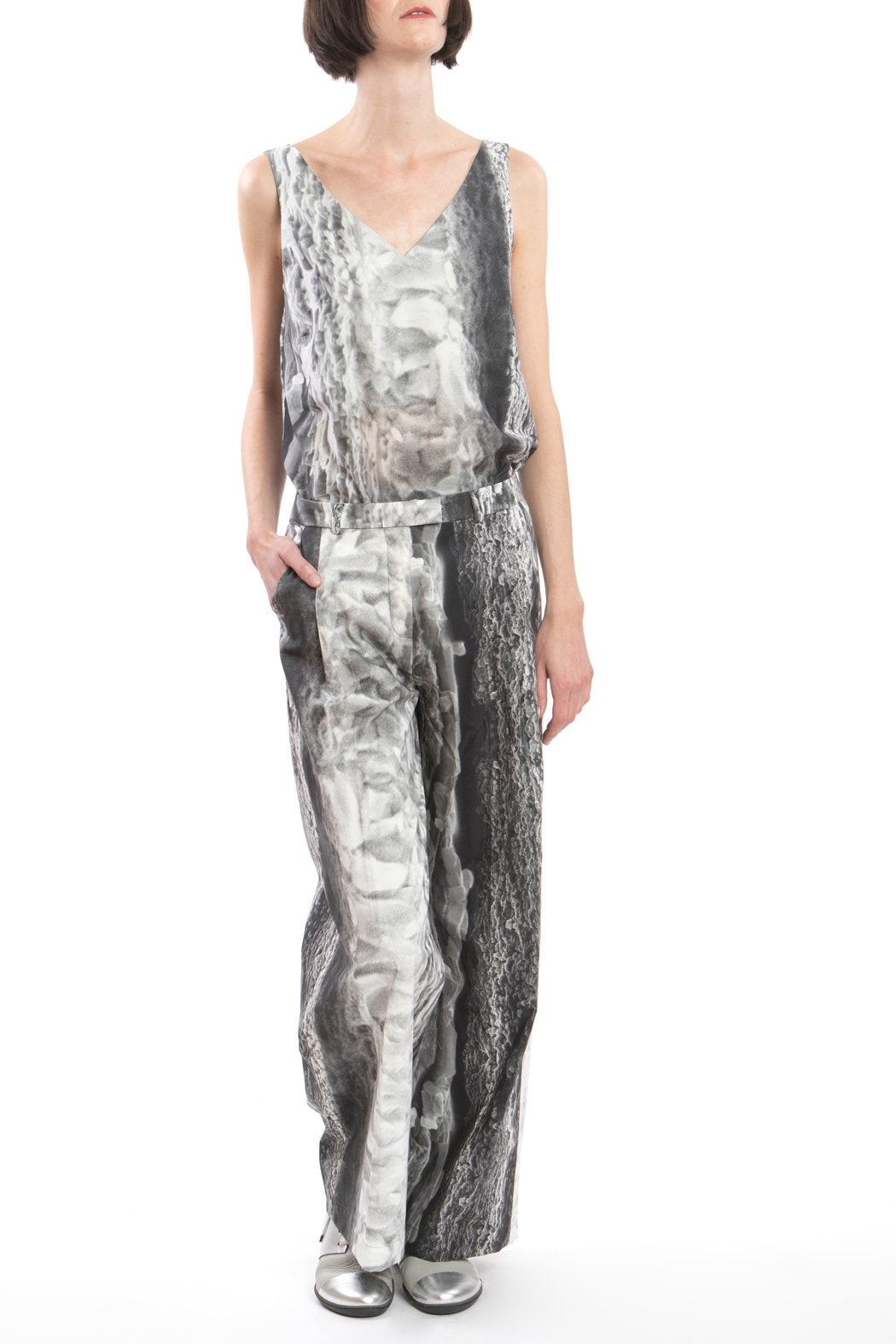 V-neck Ice-Crystal Print