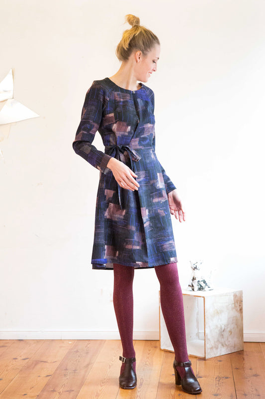 Wrap dress with dark check made in Berlin