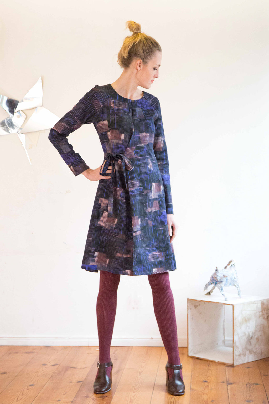 Waisted Organic cotton check dress CLARA KAESDORF