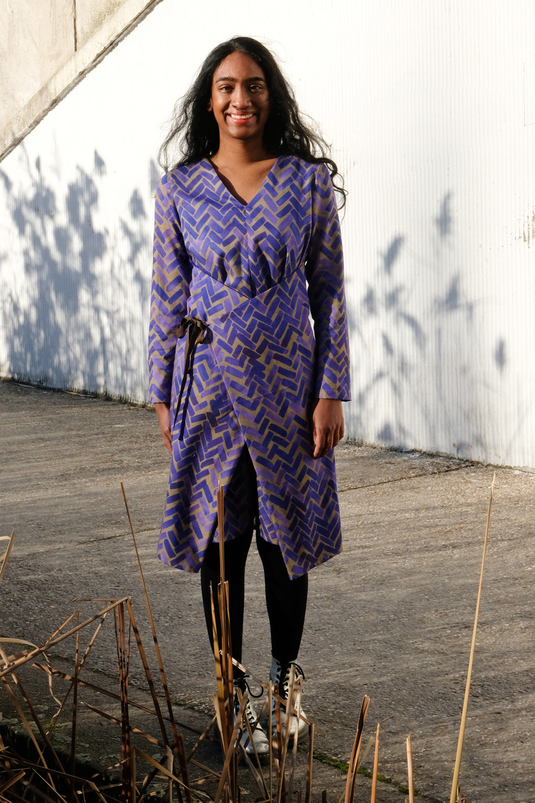 Lila Fischgrad Kleid aus Biobaumwolle CLARA KAESDORF