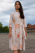 Wickelkleid grau orange CLARA KAESDORF