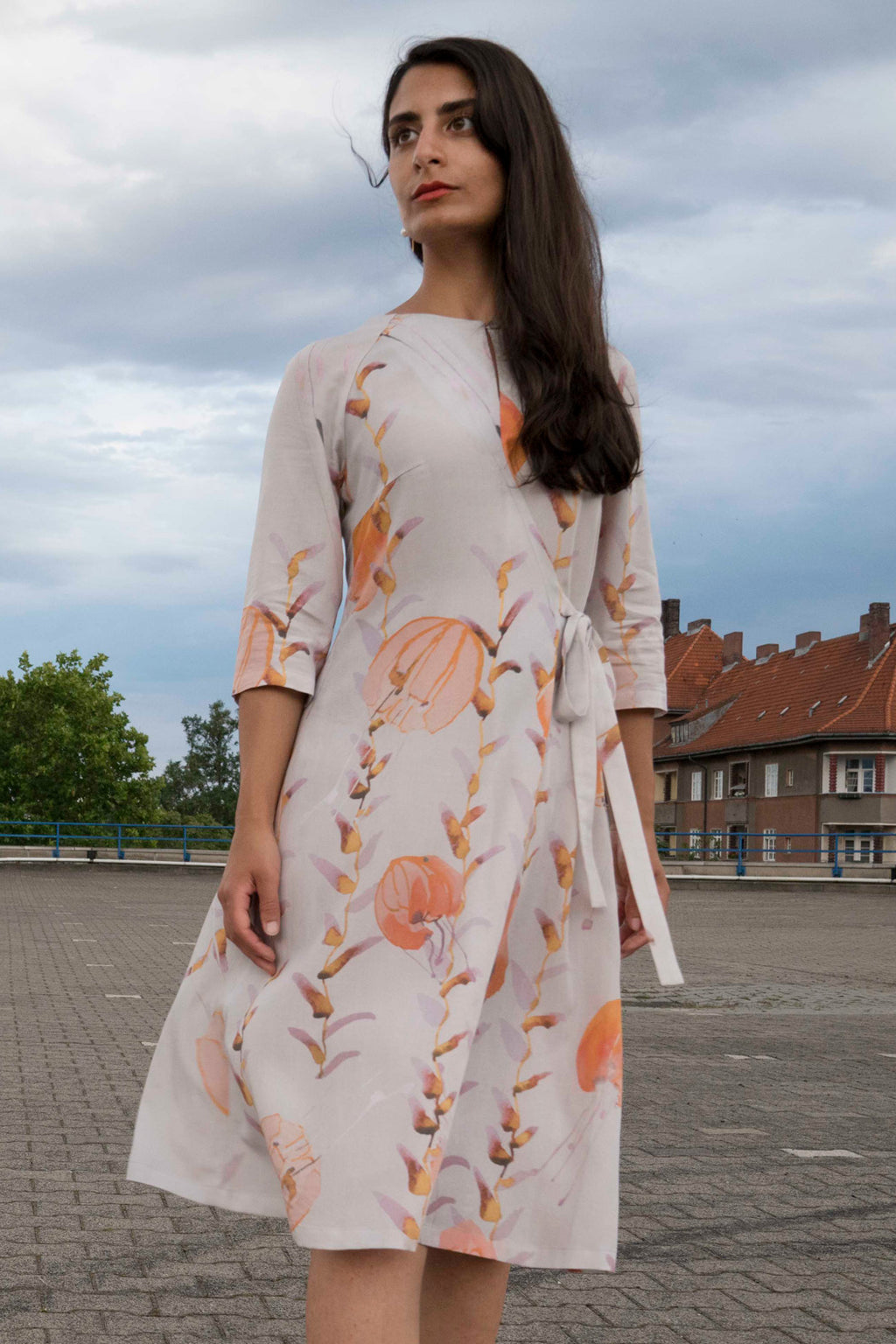 Knee long tied summer dress CLARA KAESDORF