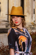 Sommerkleid orangener Vogel Detail CLARA KAESDORF