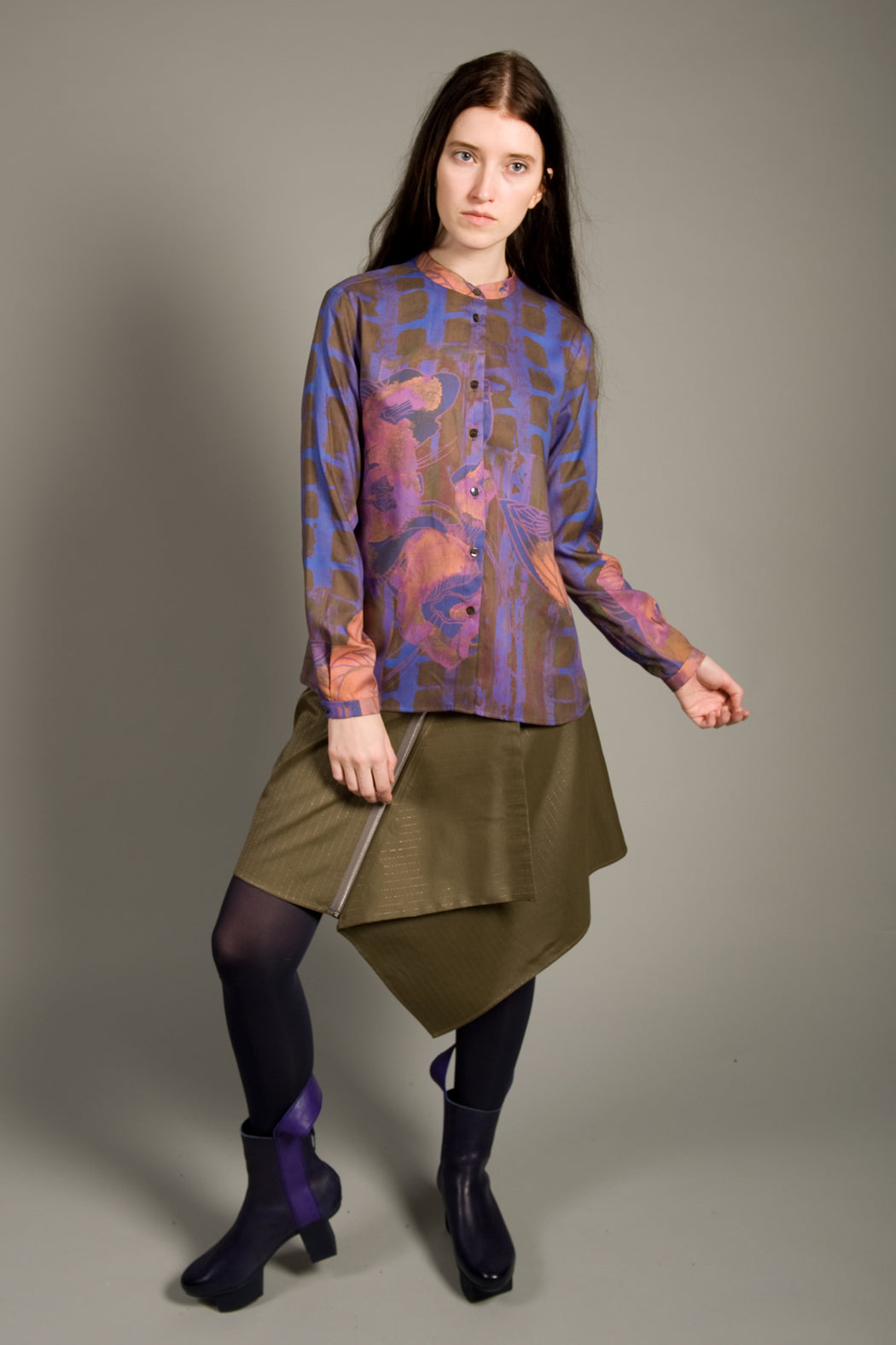 Asymmetric Skirt Green Gold