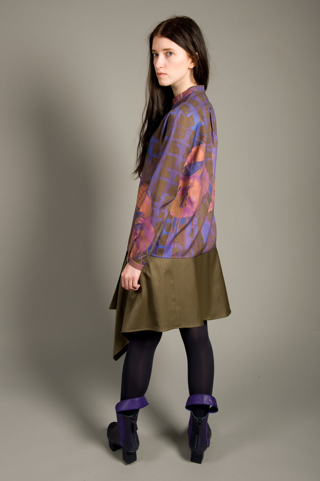Asymmetric Skirt Green Gold