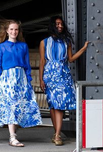 wide flower skirt in blue mint made in Berlin CLARA KAESODRF