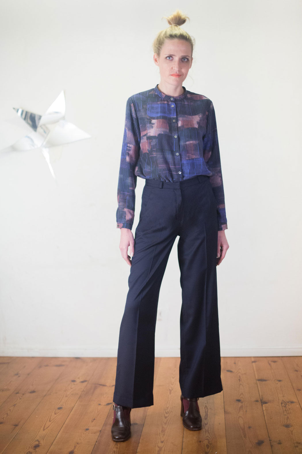 Elegant Blue Trousers XS, L