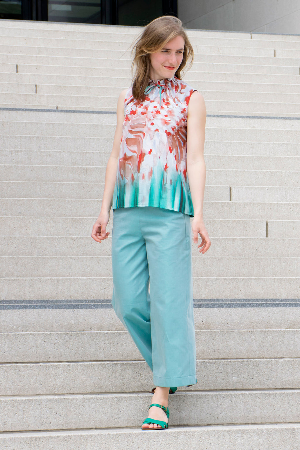 mint green wide leg pants by CLARA KAESDORF