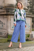 Bluse grüner Vogel Culottes Blau CLARA KAESDORF
