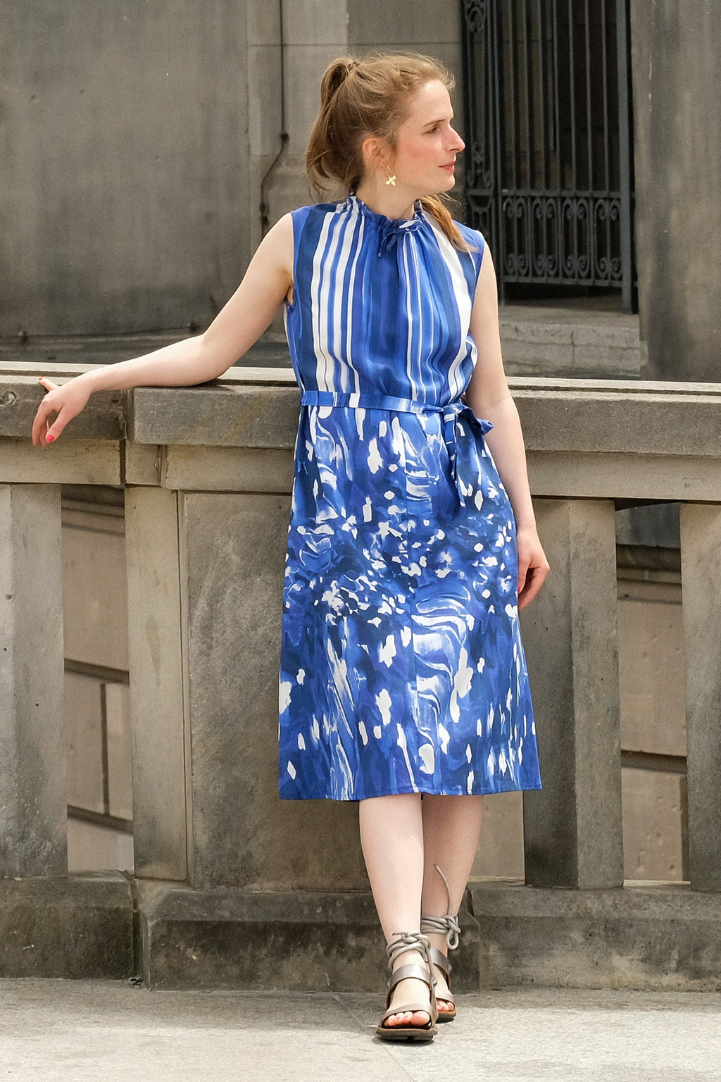 floral summer dress blue