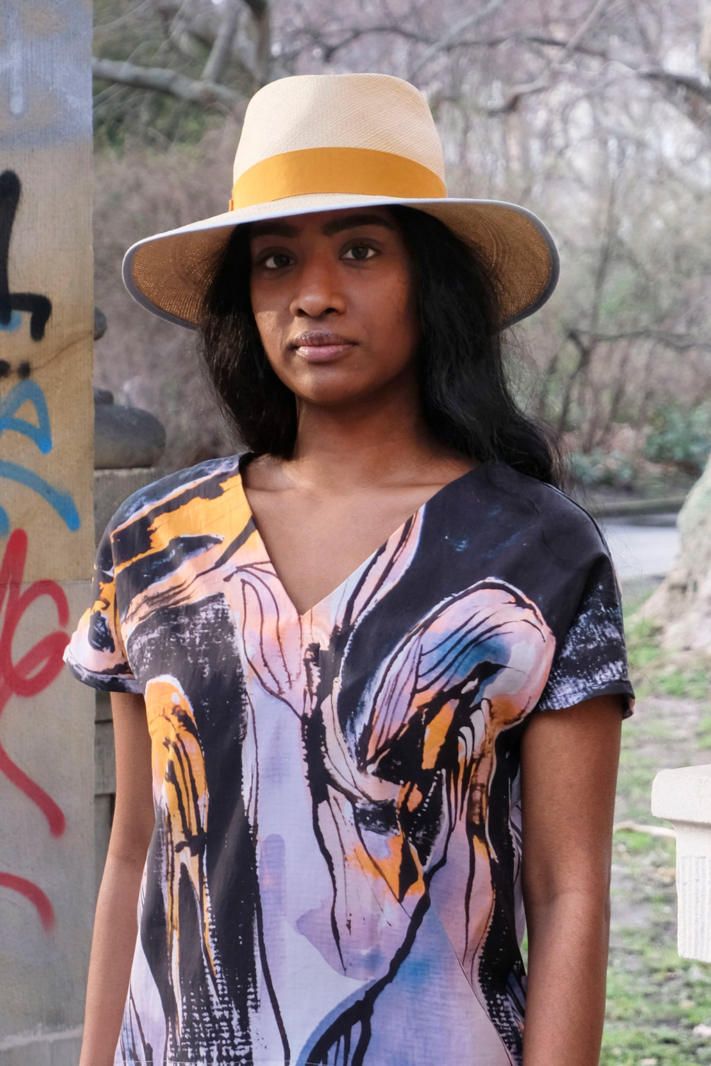 Summer top orange bird CLARA KAESDORF