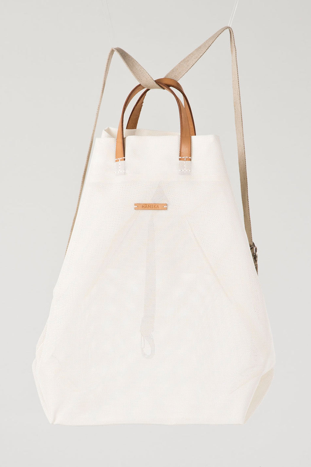 White Moire Shopper Backpack by Hänska