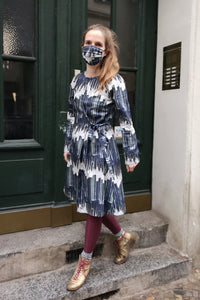 Wrap Dress Printed Organic Cotton with matching mask Clara Kaesdorf