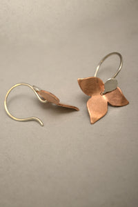 Floral Earrings Copper and Silver by Carolina Lutz