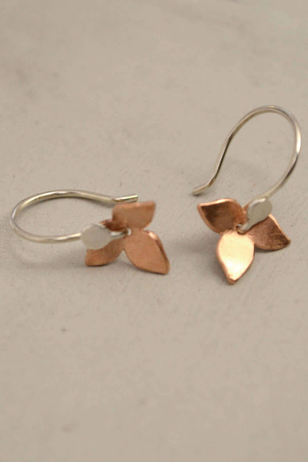 Floral Earrings Copper and Silver by Carolina Lutz S