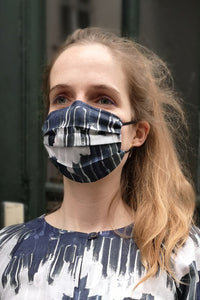 Organic Cotton Face mask printed with brush stripes by Clara Kaesdorf