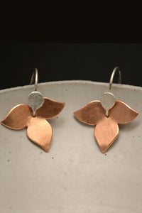 Floral Earrings Copper and Silver by Carolina Lutz