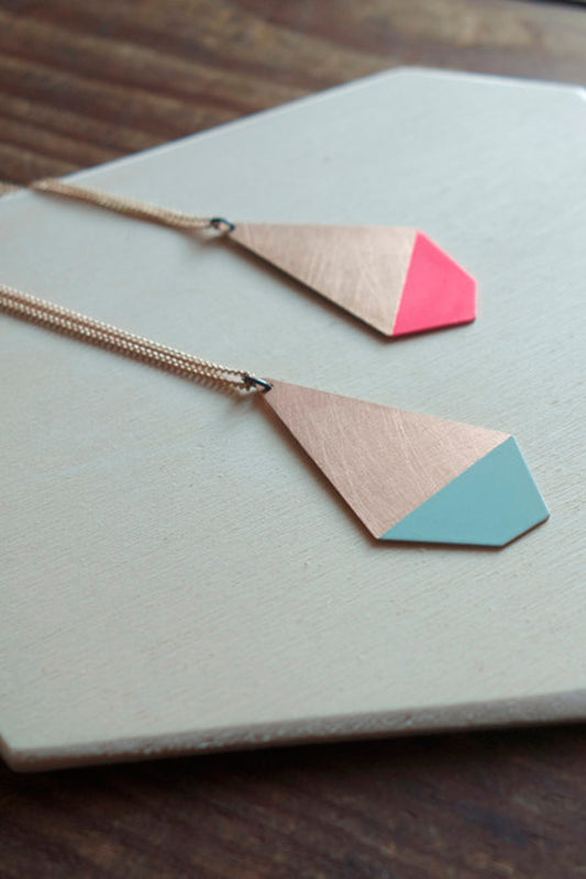 Pink and Mint Polygon Necklace