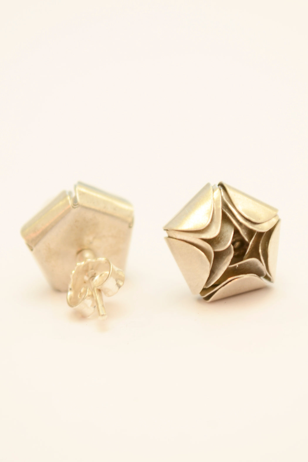 Silver Flower Studs Geometric